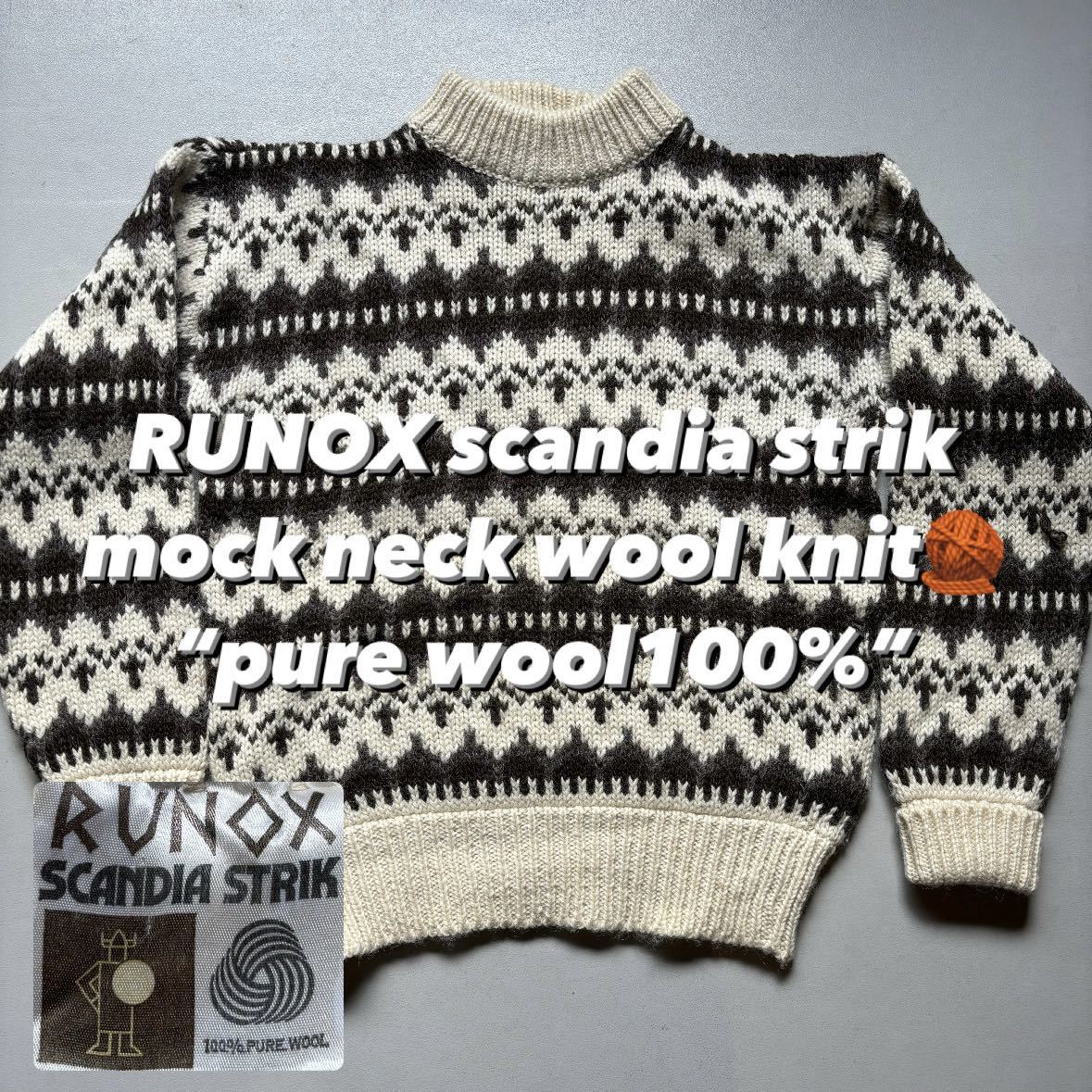 RUNOX scandia strik mock neck wool knit “pure wool100%” モックネック ウールニット ピュアウール100% セーター 長袖