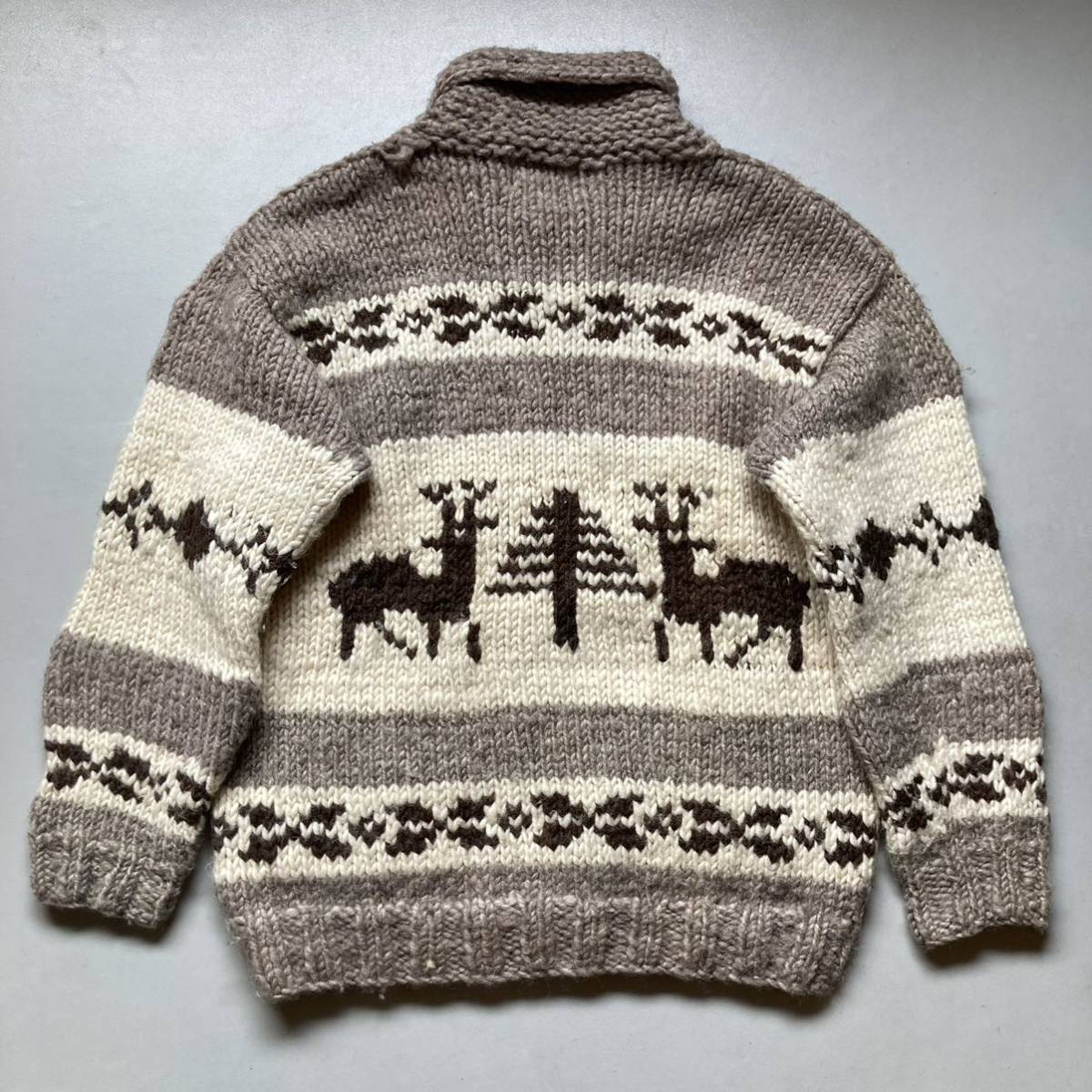 Canadian sweater cowichan sweater “wool100%” “hand knit in Canada” カナディアンセーター カウチンセーター ハンドニット カナダ製_画像6