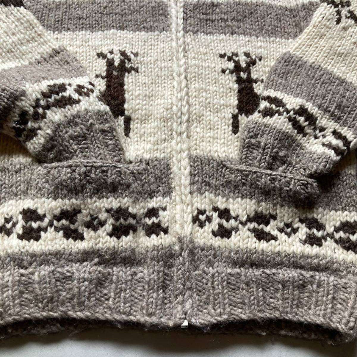 Canadian sweater cowichan sweater “wool100%” “hand knit in Canada” カナディアンセーター カウチンセーター ハンドニット カナダ製_画像5