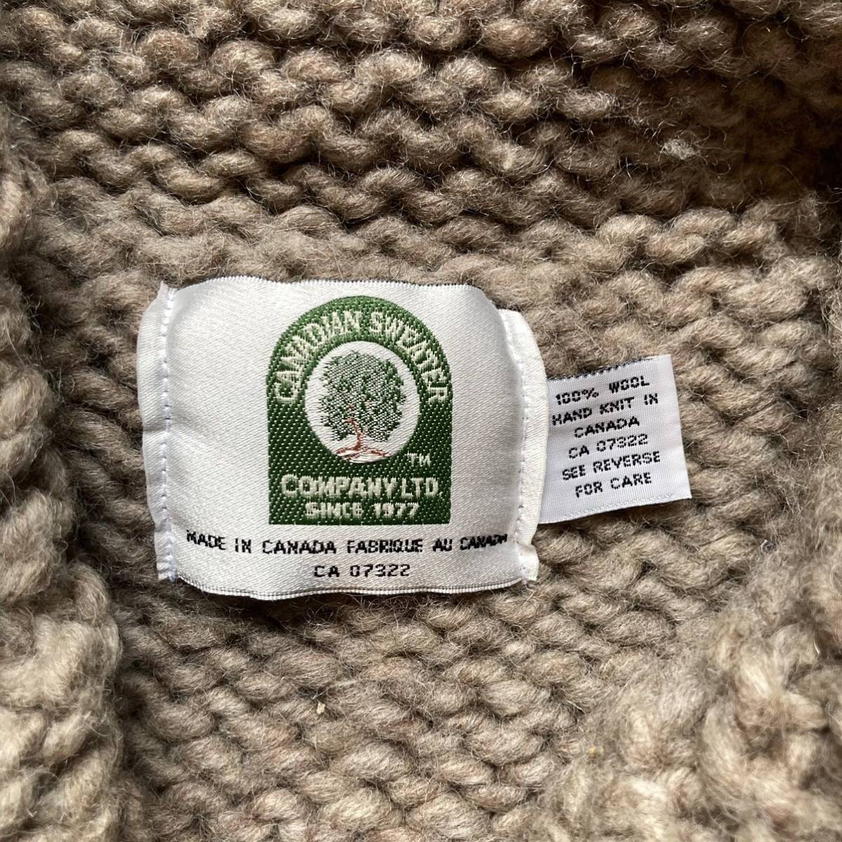 Canadian sweater cowichan sweater “wool100%” “hand knit in Canada” カナディアンセーター カウチンセーター ハンドニット カナダ製_画像8