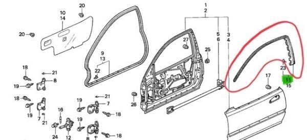 ホンダ 純正品 シビック EG3 EG4 EG6 EJ1 フロント ドア サブシール 左右セット_画像6