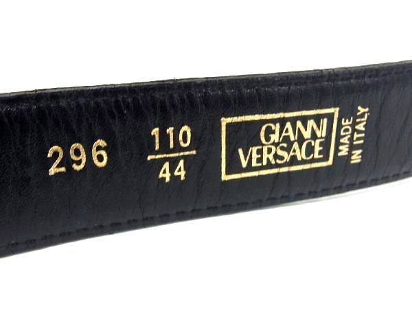 1円 ■美品■ GIANNI VERSACE ジャンニ ヴェルサーチ メデューサ レザー 表記サイズ 110/44 ベルト メンズ ブラック系 AT6682_画像4