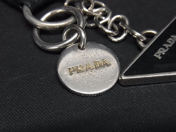 1円 ■美品■ PRADA プラダ キーリング キーホルダー チャーム レディース メンズ シルバー系×ブラック系 AT5113_画像3