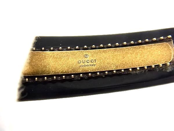 1円 ■美品■ GUCCI グッチ ラインストーン バレッタ ヘアクリップ ヘアアクセサリー レディース ブラック系 AS5806_画像3