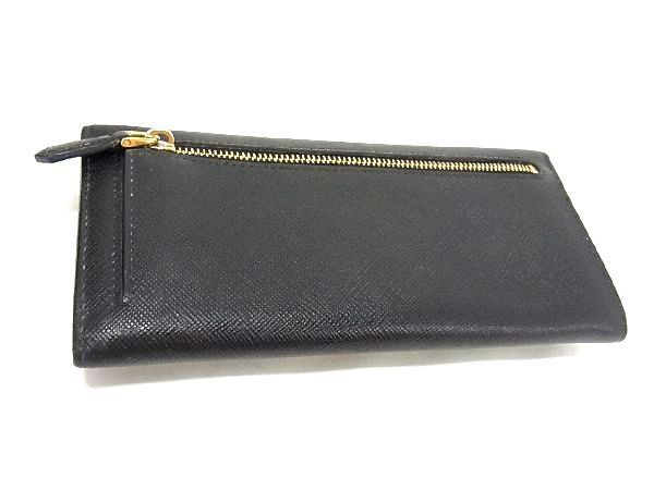 1円 ■美品■ PRADA プラダ 1MH132 サフィアーノレザー 二つ折り 長財布 ウォレット 小銭入れ 札入れ カード入れ ブラック系 AU7939_画像2