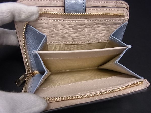 1円 ■美品■ FURLA フルラ レザー 二つ折り 財布 ウォレット レディース ブルー系 AU6944_画像5