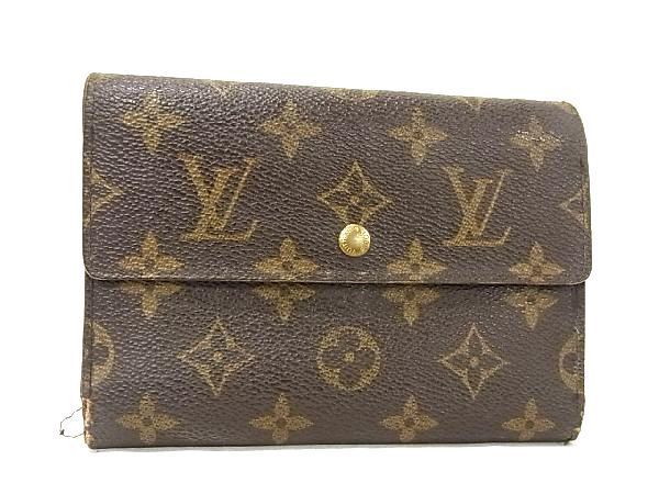 1円 LOUIS VUITTON ルイヴィトン M61202 モノグラム ポルトトレゾール エテュイ パピエ 三つ折り 財布 ウォレット ブラウン系 DA5938_画像1