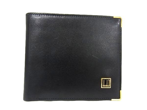 1円 ■美品■ dunhill ダンヒル レザー 二つ折り 財布 ウォレット 小銭入れ 札入れ メンズ ブラック系 BH0173_画像1