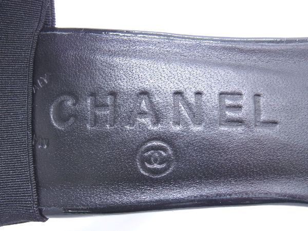 1円 ■美品■ CHANEL シャネル ココマーク ラムスキン サンダル ヒール サイズ 37 1/2(約24.5cm) 靴 レディース ブラック系 CC1311_画像5