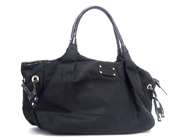 1円 ■美品■ kate spade ケイトスペード PXRU1757 ナイロン トートバッグ ハンドバッグ レディース ブラック系 AU7510_画像1