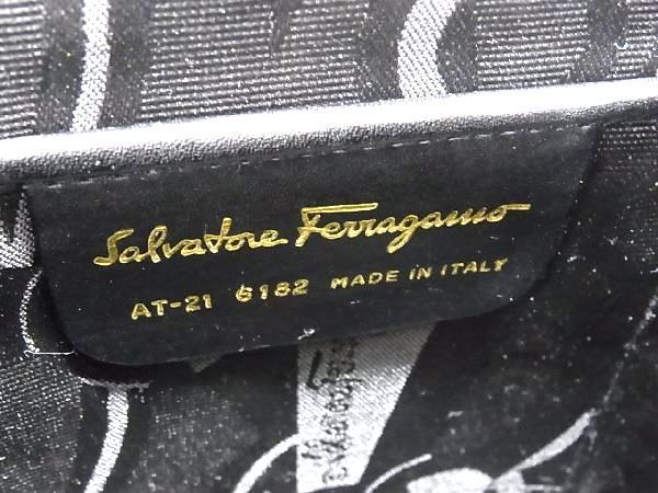 1円 ■美品■ Salvatore Ferragamo フェラガモ AT-21 6182 キャンバス×パテントレザー 2WAY ハンドバッグ ショルダー ブラック系 AX0078_画像6