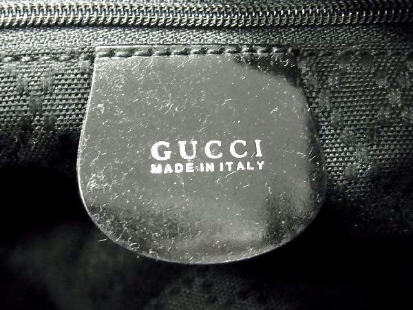 1円 ■美品■ GUCCI グッチ 001・1781・1755 バンブー ナイロン ショルダーバッグ 肩掛け レディース ブラック系 AW1420_画像6