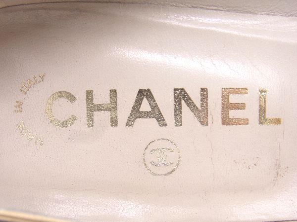 1円 CHANEL シャネル レザー パンプス サイズ 5(約22.0cm) 靴 ヒール シューズ レディース アイボリー系 BG6815_画像5