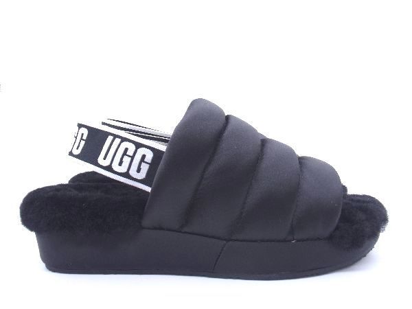 1円 ■極美品■ UGG アグ 1106875 puff year ボア×ナイロン サンダル サイズUS6 (約23.0cm) 靴 シューズ ブラック系 BG6806_画像3