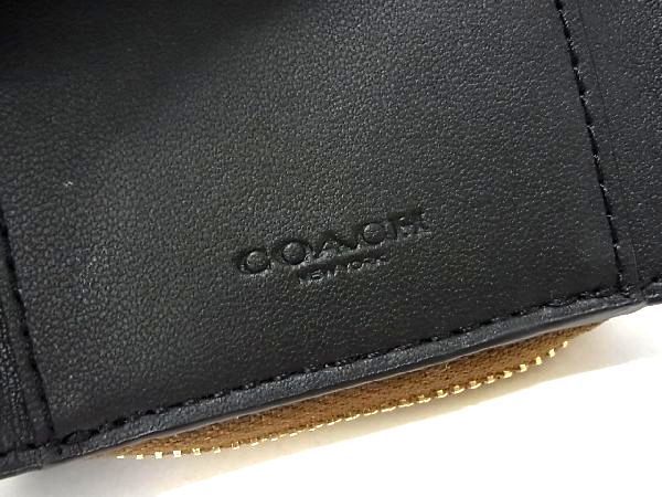 1円 ■極美品■ COACH コーチ シグネチャー レザー×PVC スタッズ 三つ折り 財布 ウォレット 小銭入れ レディース ブラウン系 AW1140_画像6