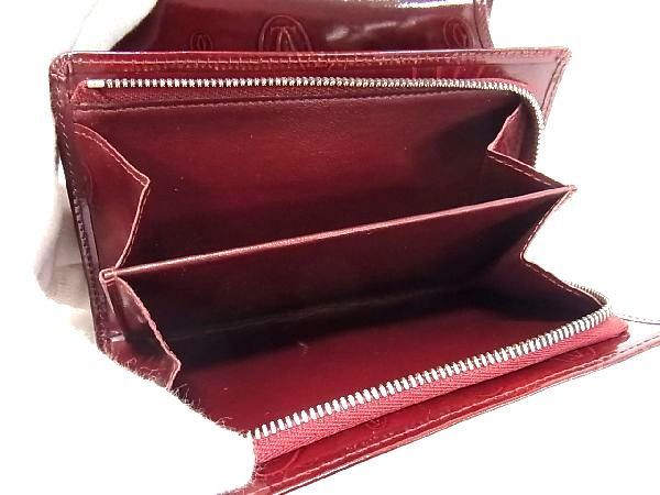 1円 ■美品■ Cartier カルティエ ハッピーバースデー パテントレザー 二つ折り 財布 ウォレット レディース レッド系 AU7547_画像5