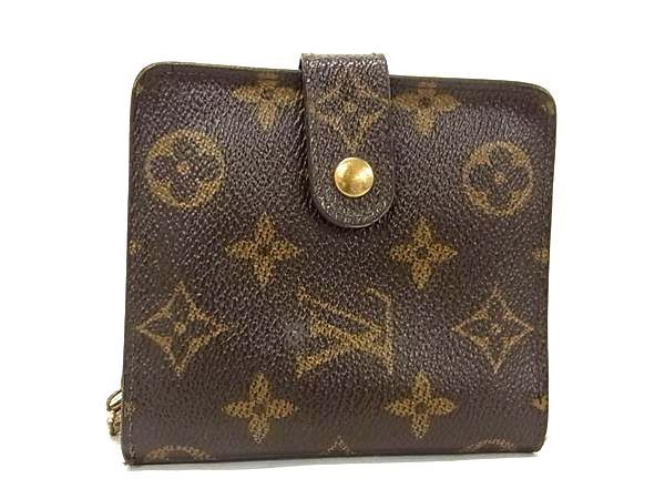 1円 LOUIS VUITTON ルイヴィトン M61667 モノグラム USA アメリカ製 コンパクトジップ 二つ折り 財布 ウォレット ブラウン系 AT9428_画像1