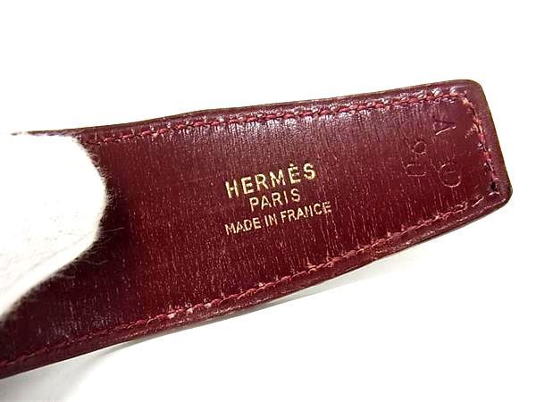 1円 HERMES エルメス ヴィンテージ ボックスカーフ ダブルH レザー ゴールド金具 ベルト ○L刻印 メンズ レディース ブラック系 AT8854_画像4