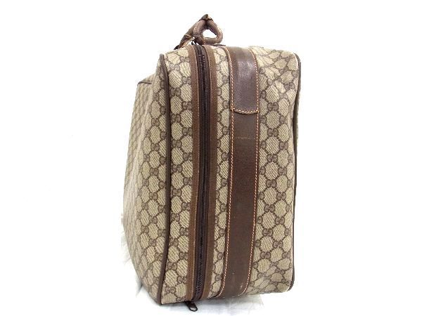 1円 ■美品■ GUCCI グッチ オールドグッチ ヴィンテージ GG柄 シェリーライン PVC×レザー トランクケース ベージュ系 EA1786_画像3