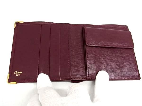 ■新品■未使用■ Cartier カルティエ マストライン レザー 二つ折り 財布 ウォレット 小銭入れ 札入れ ボルドー系 AX0154_画像3