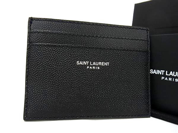 ■新品同様■ SAINT LAURENT サンローラン レザー カードケース パスケース 定期入れ レディース ブラック系 AU5099_画像1