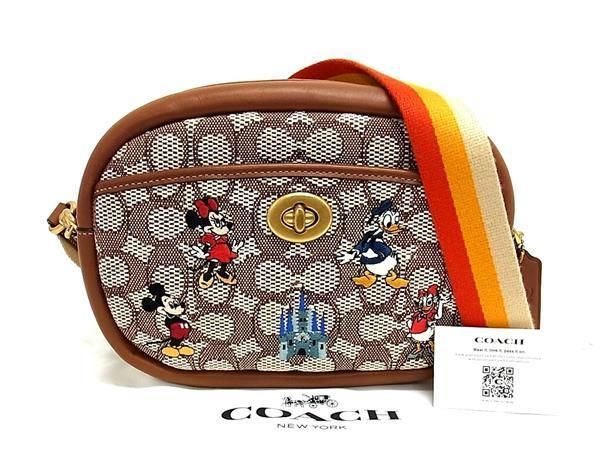 ■新品同様■ COACH コーチ C8555 シグネチャー ディズニーコラボ キャンバス×レザー クロスボディ ショルダーバッグ ブラウン系 AT4755_画像1