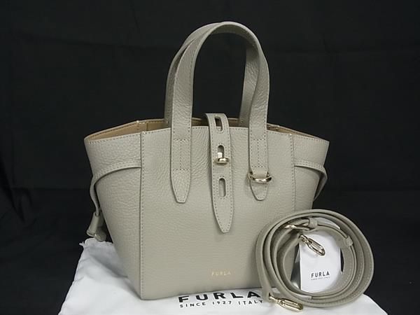 # new goods # unused # FURLA Furla net Mini leather 2WAY handbag shoulder lady's gray series AT4812