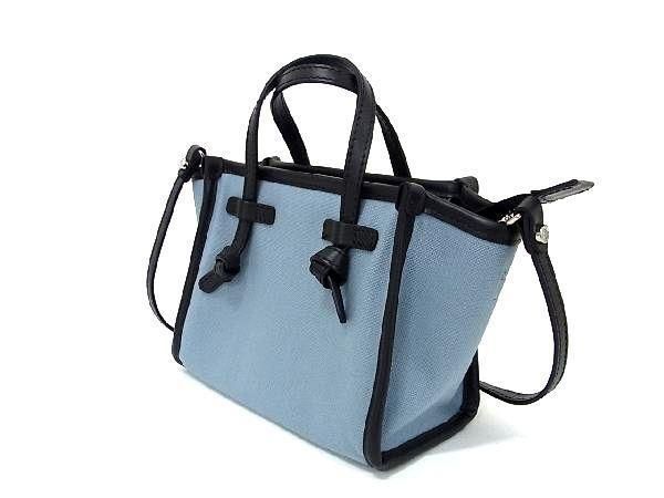 # новый товар # не использовался # GIANNI CHIARINI Gianni Carry ni парусина × кожа 2WAY ручная сумочка плечо оттенок голубого × оттенок черного BH0132