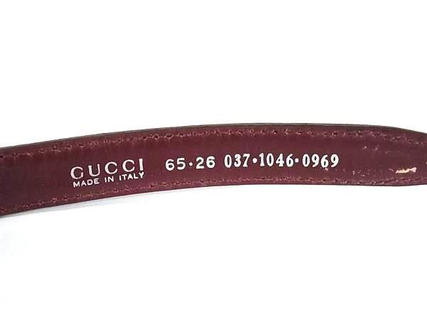 1円 GUCCI グッチ 037 1046 0969 パテントレザー ベルト 表記サイズ 65・26 レディース メンズ ボルドー系 AT9546_画像4