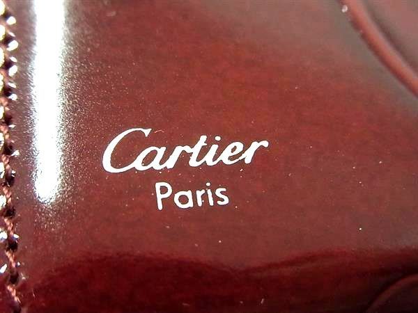 1円 ■新品■未使用■ Cartier カルティエ ハッピーバースデー パテントレザー 二つ折り カードケース パスケース ボルドー系 AT9058_画像4