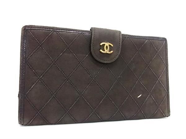 1円 CHANEL シャネル ココマーク マトラッセ ビコローレ レザー 二つ折り 長財布 ウォレット 小銭入れ 札入れ ダークブラウン系 AS8382_画像1