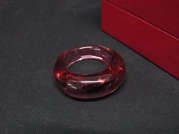 1円 ■極美品■ Baccarat バカラ クリスタルガラス リング 指輪 アクセサリー レディース クリアピンク系 BE9046_画像1