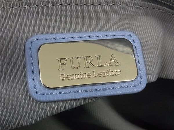 1円 ■美品■ FURLA フルラ レザー 2WAY ハンドバッグ トート ショルダー 肩掛け レディース ライトブルー系 AS6075_画像6