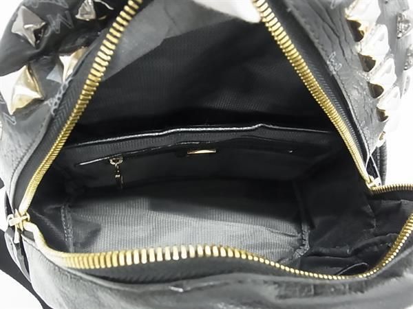 1円 ■美品■ MCM エムシーエム モノグラム ヴィセトス柄 レザー スタッズ リュックサック バックパック レディース ブラック系 BF5260_画像5