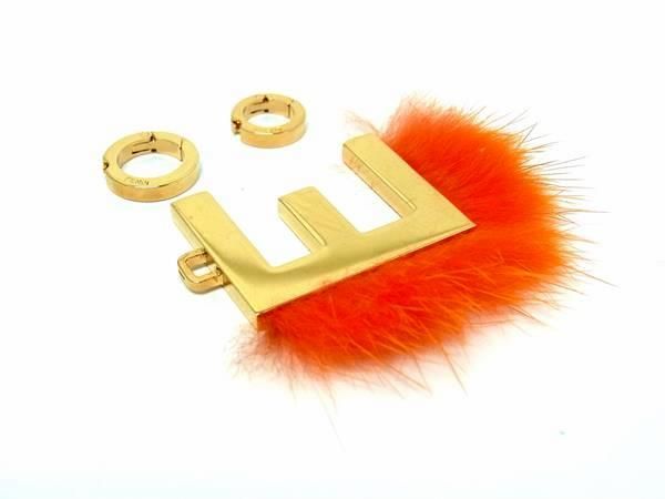 # ultimate beautiful goods # FENDI Fendi ABCLICK E fur pendant top initial charm lady's gold group × orange series AT5896