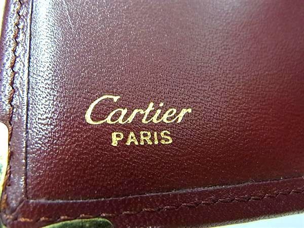1円 ■極美品■ Cartier カルティエ マストライン レザー 二つ折り 財布 ウォレット 札入れ レディース メンズ ボルドー系 BE9152_画像5