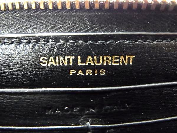 1円 ■美品■ SAINT LAURENT サンローラン カサンドラ レザー 二つ折り 長財布 ウォレット レディース メンズ ブラック系 AS6621_画像5