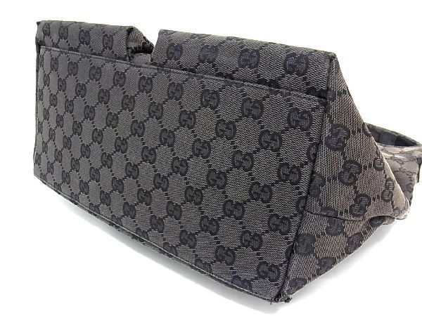 1円 GUCCI グッチ 001 3380 GG柄 GGキャンバス キャンバス×レザー ワンショルダーバック 肩掛けかばん グレー系 CC1451_画像4