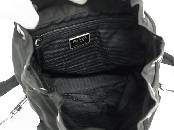 1円 ■美品■ PRADA プラダ テスートナイロン 巾着型 リュックサック バックパック デイパック レディース ブラック系 AV4926_画像5