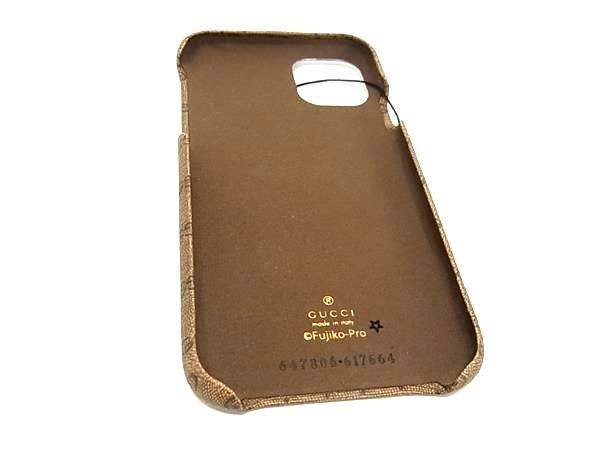 ■新品■未使用■ GUCCI グッチ 647806ドラえもん コラボマイクロGG PVC iPhone11 対応 アイフォンケース スマホケース ブラウン系 AU7714_画像2