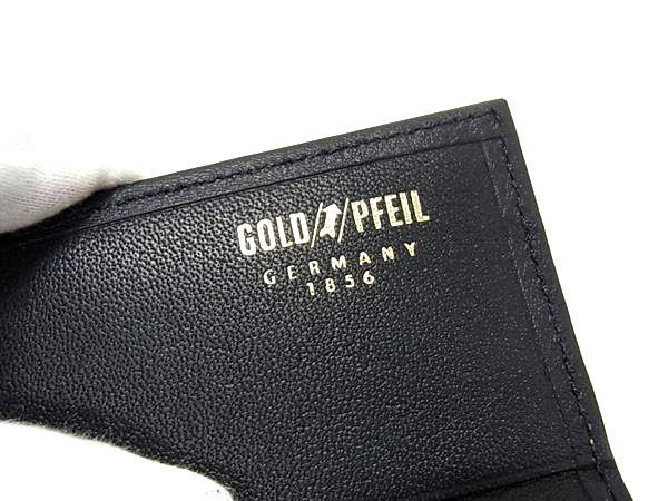 ■新品■未使用■ GOLD PFEIL ゴールドファイル レザー 二つ折り 長財布 ウォレット 小銭入れ 札入れ メンズ ブラック系 AU7715_画像6