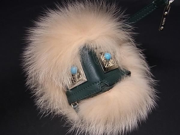 # ultimate beautiful goods # FENDI Fendi bag bagz Monstar fur × leather bag charm key holder pink series × green group AS6704