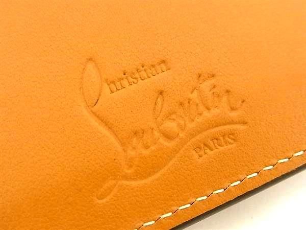 ■新品■未使用■ Christian Louboutin クリスチャンルブタン スパイクスタッズ レザー カードケース　パスケース ブラウン系 AS7395_画像4