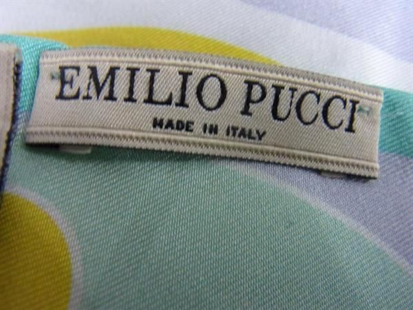 1円 ■美品■ EMILIO PUCCI エミリオプッチ シルク100% スカーフ ストール ショール レディース グリーン系×マルチカラー AU7058_画像3