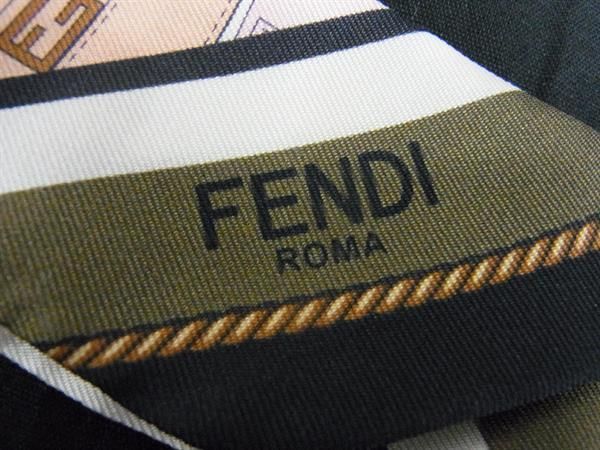 1円 ■極美品■ FENDI フェンディ ラッピー バッグモチーフ 鞄柄 リボンスカーフ レディース ピンク系×マルチカラー AU6968_画像3