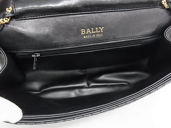 1円 ■美品■ BALLY バリー レザー キルティング チェーン クロスボディ ショルダーバッグ 斜め掛けかばん レディース ブラック系 BE9398_画像5