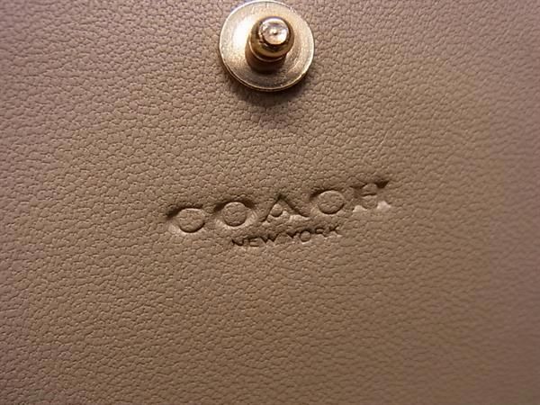 1円 ■新品同様■ COACH コーチ C5966 シグネチャー PVC×レザー 三つ折り 長財布 ウォレット レディース ホワイト系×ベージュ系 AU9369_画像6