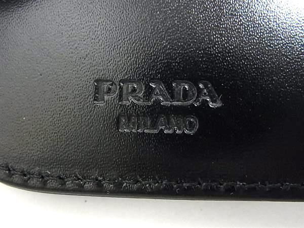 1円 ■美品■ PRADA プラダ レザー 二つ折り 財布 ウォレット 札入れ 小銭入れ カード入れ レディース メンズ ブラック系 AW2173_画像7