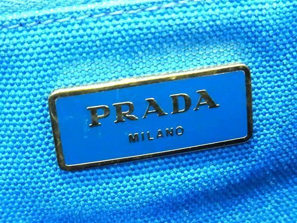 1円 PRADA プラダ カナパ キャンバス ハンドバッグ トートバッグ レディース メンズ ブルー系 AY0399_画像6