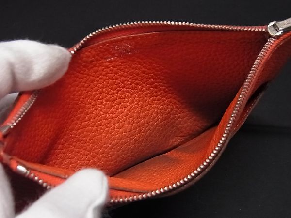 1円 HERMES エルメス ドゴンGM トリヨンクレマンス シルバー金具 二つ折り 長財布 ウォレット □P刻印 オレンジ系 EA1844_画像7